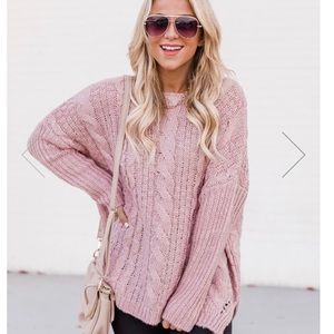 Pink Cable Knit Sweater